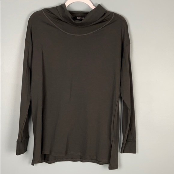 Long Sleeve Cowl Neck Solid Top in Black - Picture 3 of 6
